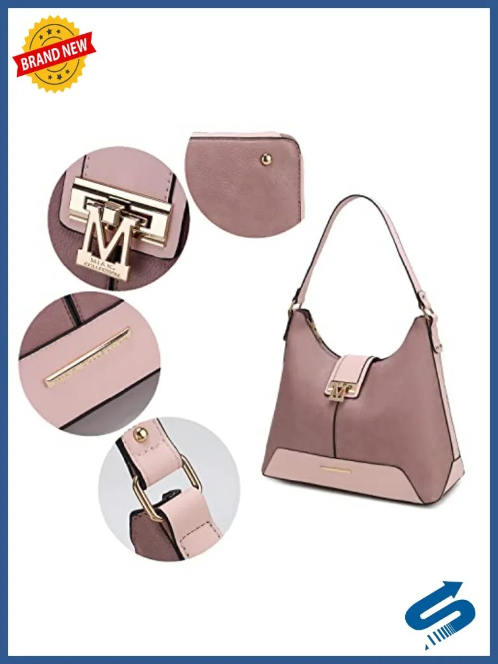 Vegan Leather Hobo Bag & Wristlet Set Shoulder Handbag Purse